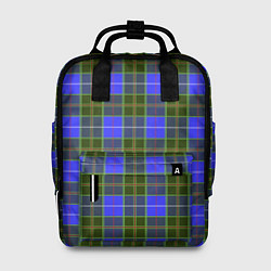 Рюкзак женский Ткань Шотландка сине-зелёная, цвет: 3D-принт