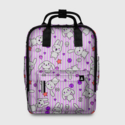 Женский рюкзак Кролики - текстура на розовом фоне