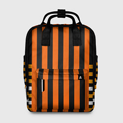 Женский рюкзак Полосатый узор в красных оранжевых тонах на черном