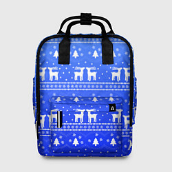 Женский рюкзак Синий орнамент с оленями