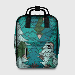 Женский рюкзак Ежи в еловом лесу