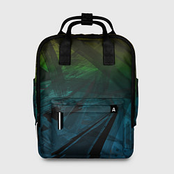 Женский рюкзак Черный абстрактный узор на сине-зеленом фоне