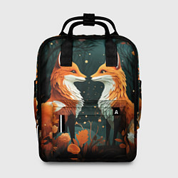 Рюкзак женский Две лисоньки в стиле Folk Art, цвет: 3D-принт