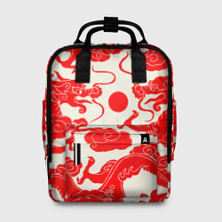 Рюкзак женский Японские красные драконы, цвет: 3D-принт