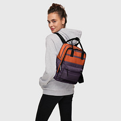 Рюкзак женский Полосатый фиолетово-оранжевый узор, цвет: 3D-принт — фото 2