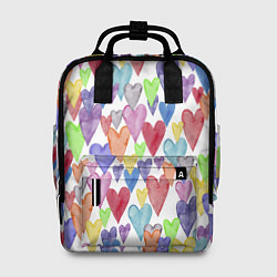 Рюкзак женский Разноцветные сердечки Калейдоскоп, цвет: 3D-принт