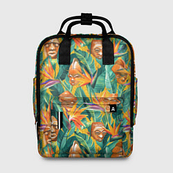 Рюкзак женский Африканские маски в джунглях, цвет: 3D-принт
