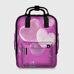 Рюкзак женский Сердца на розовов фоне, цвет: 3D-принт