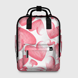 Рюкзак женский Розовые акварельные сердца - паттерн, цвет: 3D-принт