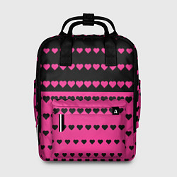 Рюкзак женский Черные и розовые сердца узор, цвет: 3D-принт
