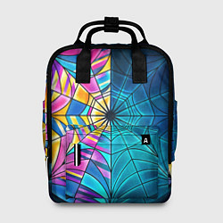 Рюкзак женский Уэнсдей - окно ночной витраж - текстура зерна, цвет: 3D-принт