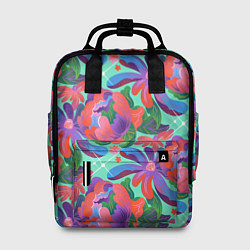 Рюкзак женский Цветочный паттерн арт, цвет: 3D-принт