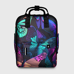 Рюкзак женский Много неоновых бабочек, цвет: 3D-принт