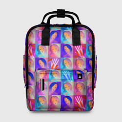 Рюкзак женский Клетчатый узор с девушками, цвет: 3D-принт