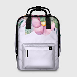 Рюкзак женский Пастельные цветы акварелью - наверху, цвет: 3D-принт