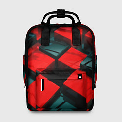 Женский рюкзак Кубы геометрии красный и чёрный
