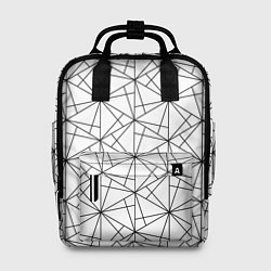 Рюкзак женский Чёрно-белый геометрический треугольный узор, цвет: 3D-принт