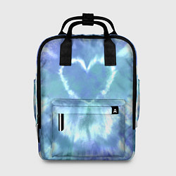 Рюкзак женский Сердце - тай-дай - голубой, цвет: 3D-принт