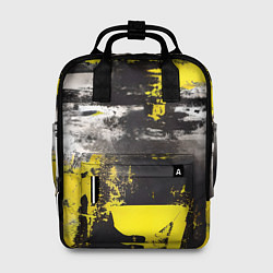 Рюкзак женский Черно-желтая абстракция, нейросеть, цвет: 3D-принт