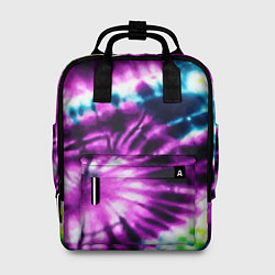 Рюкзак женский Тай дай фиолетовый узор, цвет: 3D-принт