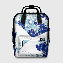Рюкзак женский Японская графика - волна - паттерн, цвет: 3D-принт