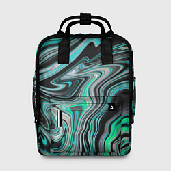 Рюкзак женский Черно-зеленый флюид арт, цвет: 3D-принт