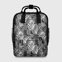Рюкзак женский Черно-белый узор монстера, цвет: 3D-принт