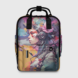 Рюкзак женский Киберлетчица в цветах - Хуф и Ся, цвет: 3D-принт