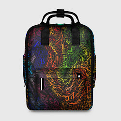 Рюкзак женский Разноцветные английские буквы, цвет: 3D-принт