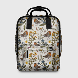 Рюкзак женский Птицы малиновки и зверобой, цвет: 3D-принт