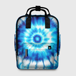 Рюкзак женский Тай-дай бело-синий круг, цвет: 3D-принт
