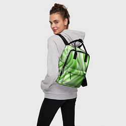Рюкзак женский Белые и зеленый волны, цвет: 3D-принт — фото 2