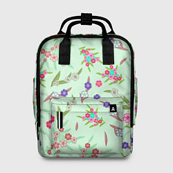 Рюкзак женский Цветы на веточках и листья, цвет: 3D-принт