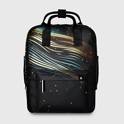 Рюкзак женский Золотые волны на черном фоне, цвет: 3D-принт