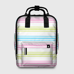 Рюкзак женский Розовые и бирюзовые полосы на белом, цвет: 3D-принт
