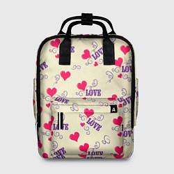 Рюкзак женский Любовь - надпись и сердечки, цвет: 3D-принт