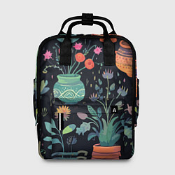 Рюкзак женский Паттерн из цветочных горшков, цвет: 3D-принт