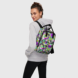 Рюкзак женский Разноцветный узор с буквами и абстрактными фигурам, цвет: 3D-принт — фото 2