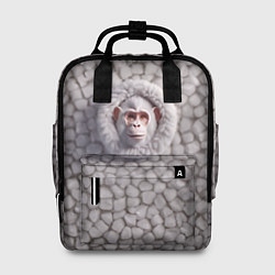 Рюкзак женский Забавная белая обезьяна, цвет: 3D-принт