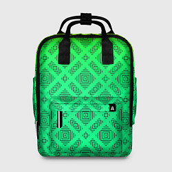 Рюкзак женский Желто-зеленый градиентный фон с геометрическим узо, цвет: 3D-принт