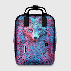 Рюкзак женский Лис из розово-голубых узоров, цвет: 3D-принт