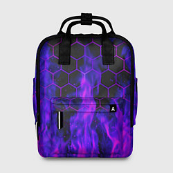 Рюкзак женский Неоновый огонь и соты, цвет: 3D-принт