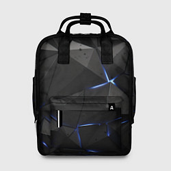 Рюкзак женский Черные плиты с синим свечением, цвет: 3D-принт