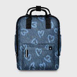 Рюкзак женский Hearts on denim, цвет: 3D-принт