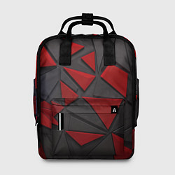 Рюкзак женский Черные и красные объемные элементы, цвет: 3D-принт