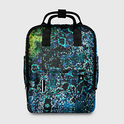 Рюкзак женский Мозаичный узор в синих и зеленых тонах, цвет: 3D-принт