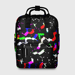 Рюкзак женский Цветные угловатые фигуры на черном, цвет: 3D-принт