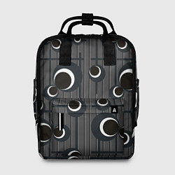 Рюкзак женский Черные и белые круги на сером, цвет: 3D-принт
