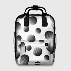 Рюкзак женский Черные полосатые шары на белом, цвет: 3D-принт