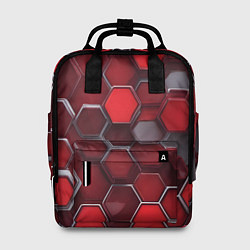 Рюкзак женский Cyber hexagon red, цвет: 3D-принт